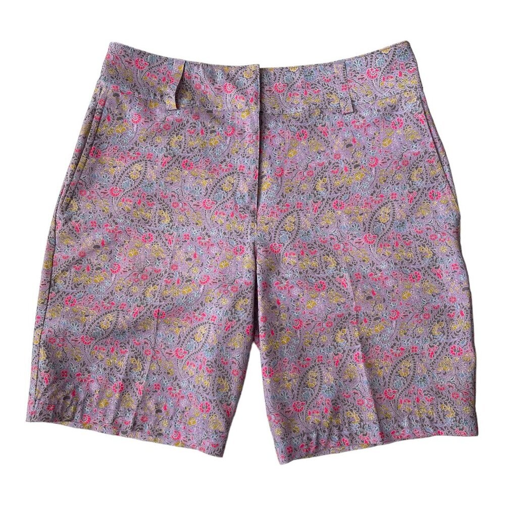 Nike Golf Women's Fit Dry Floral Paisley Pink Purple Bermuda Shorts size 8